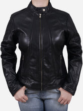 Load image into Gallery viewer, Zaneta Women's Black Slim Fit Leather Jacket - Peter Sign