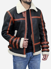 Load image into Gallery viewer, Franklin Men's B3 Brown Leather Shearling Bomber Jacket - Peter Sign