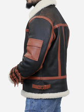 Load image into Gallery viewer, Franklin Men&#39;s B3 Brown Leather Shearling Bomber Jacket - Peter Sign
