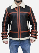 Load image into Gallery viewer, Franklin Men's B3 Brown Leather Shearling Bomber Jacket - Peter Sign