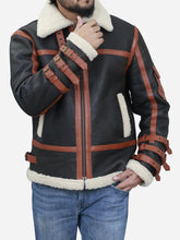 Load image into Gallery viewer, Franklin Men's B3 Brown Leather Shearling Bomber Jacket - Peter Sign