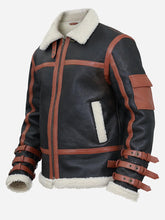 Load image into Gallery viewer, Franklin Men's B3 Brown Leather Shearling Bomber Jacket - Peter Sign
