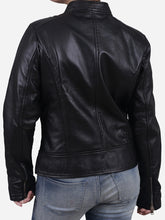 Load image into Gallery viewer, Zaneta Women&#39;s Black Slim Fit Leather Jacket - Peter Sign
