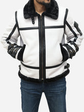Load image into Gallery viewer, white leather jacket for men