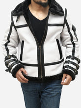 Load image into Gallery viewer, mens bomber white jacket