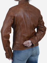 Load image into Gallery viewer, Zaneta Women's Brown Slim Fit Sheepskin Leather Jacket - Peter Sign