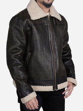 Load image into Gallery viewer, Zito Men's B3 Brown Aviator Faux Shearling Bomber Leather Jacket - Peter Sign