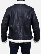 Load image into Gallery viewer, Black mens leather bomber jacket