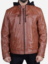 Load image into Gallery viewer, brown mens leather jacket