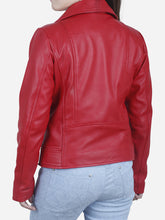 Load image into Gallery viewer, dark red leather jacket for women