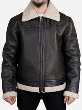 Load image into Gallery viewer, Zito Men's B3 Brown Aviator Faux Shearling Bomber Leather Jacket - Peter Sign