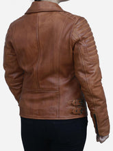 Load image into Gallery viewer, Clara Women's Brown Distressed Motorcycle Leather Jacket - Peter Sign