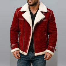 Load image into Gallery viewer, PeterSign Christmas Red Suede Leather Jacket
