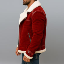 Load image into Gallery viewer, PeterSign Christmas Red Suede Leather Jacket
