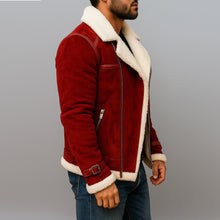 Load image into Gallery viewer, PeterSign Christmas Red Suede Leather Jacket
