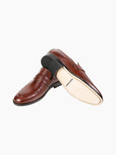 Load image into Gallery viewer, Men Antique Cognac Leather Penny Loafers
