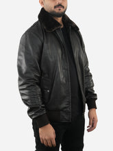 Load image into Gallery viewer, Men Vintage Black Bomber Leather Jacket

