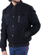 Load image into Gallery viewer, Men Bomber Black Suede Leather Jacket
