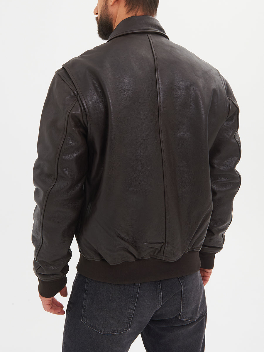 Peter Sign Jaxon Brown Real Leather Bomber Jacket | Peter Sign
