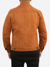 Load image into Gallery viewer, Men Brown Suede Trucker Jacket
