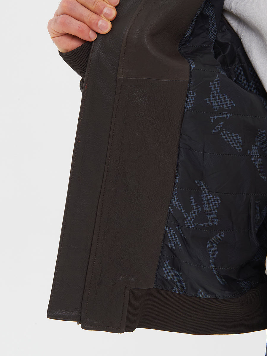 Peter Sign Jaxon Brown Real Leather Bomber Jacket | Peter Sign