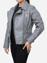 Load image into Gallery viewer, Gianna Real Sheepskin Gray Leather Jacket
