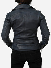 Load image into Gallery viewer, Women Sheepskin Black Biker Leather Jacket 
