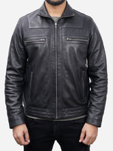 Load image into Gallery viewer, Men Designer Black Fitted Leather Jacket
