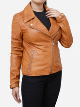 Load image into Gallery viewer, Classic Biker Vintage Brown Leather Jacket Women
