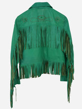 Load image into Gallery viewer, Cowgirl Green Fringe Leather Jacket
