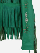 Load image into Gallery viewer, Emilia Cowgirl Green  Leather Jacket
