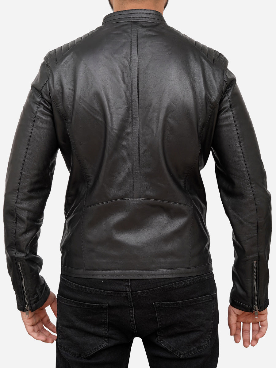 Titan Black Moto Biker Real Leather Jacket