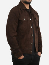 Load image into Gallery viewer, Men Suede Leather Dark Brown Jacket 
