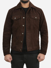 Load image into Gallery viewer, Men Classic Suede Leather Dark Brown Jacket 
