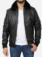 Load image into Gallery viewer, Men Flight Bomber Shearling Leather Jacket
