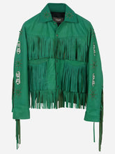 Load image into Gallery viewer, Emilia Cowgirl Green Fringe Leather Jacket
