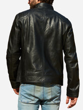 Load image into Gallery viewer, black leather motorcycle jacket
