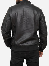 Load image into Gallery viewer, Men&#39;s Bomber Genuine Black Leather Jacket 
