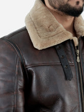 Load image into Gallery viewer, Men Brown B3 Flight Bomber Leather Jacket
