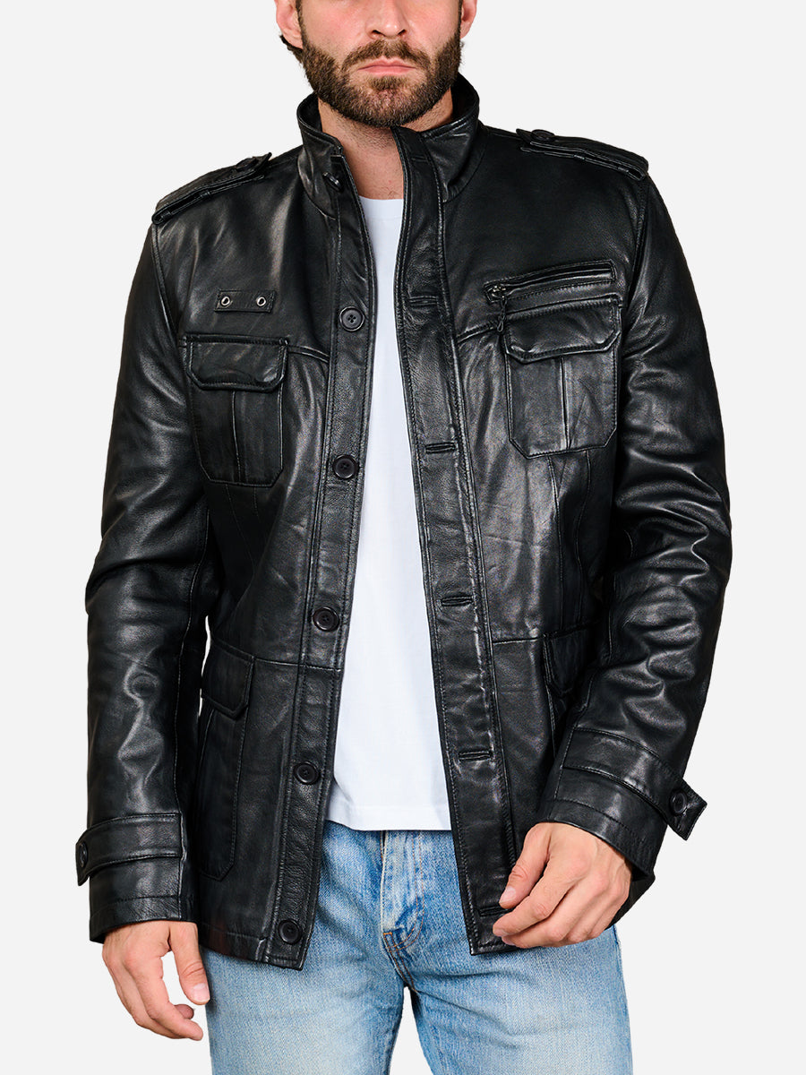 Dylan Black Sheepskin Leather Jacket | Peter Sign