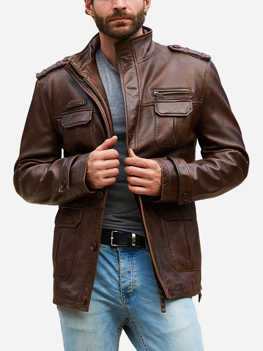 Peter Sign Charming Oliver Distressed Brown Jacket | Peter Sign