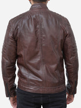 Load image into Gallery viewer, Casual Brown Padded Leather Motorcycle Jacket For Men
