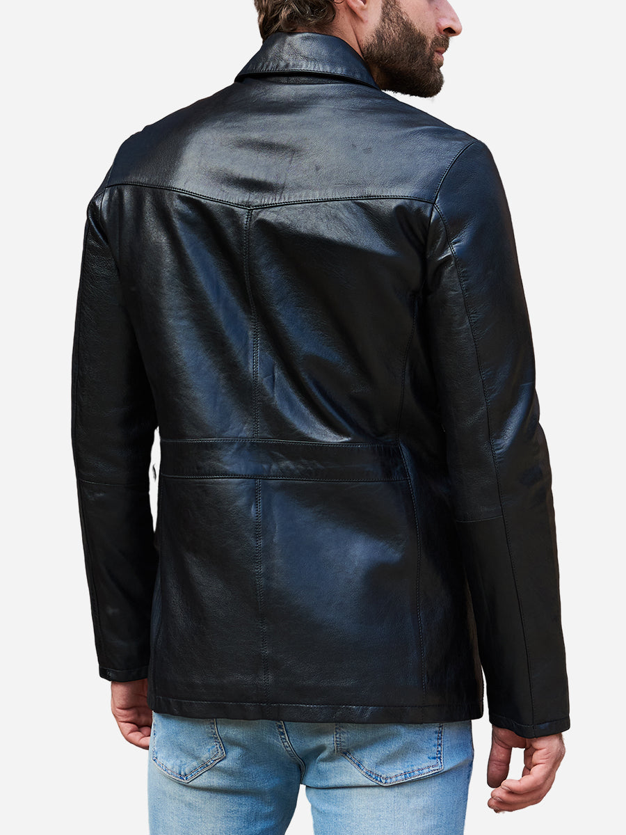 Peter Sign Dereck Casual Black Real Leather Jacket | Peter Sign