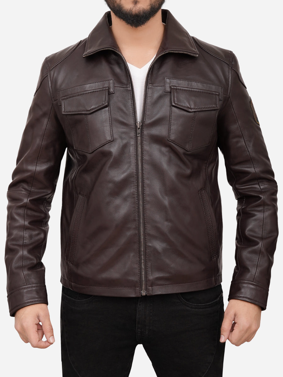 Peter Sign Grayson Cafe Racer Brown Leather Jacket | Peter Sign