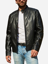 Load image into Gallery viewer, Quilted Black Genuine Leather Jacket For Men
