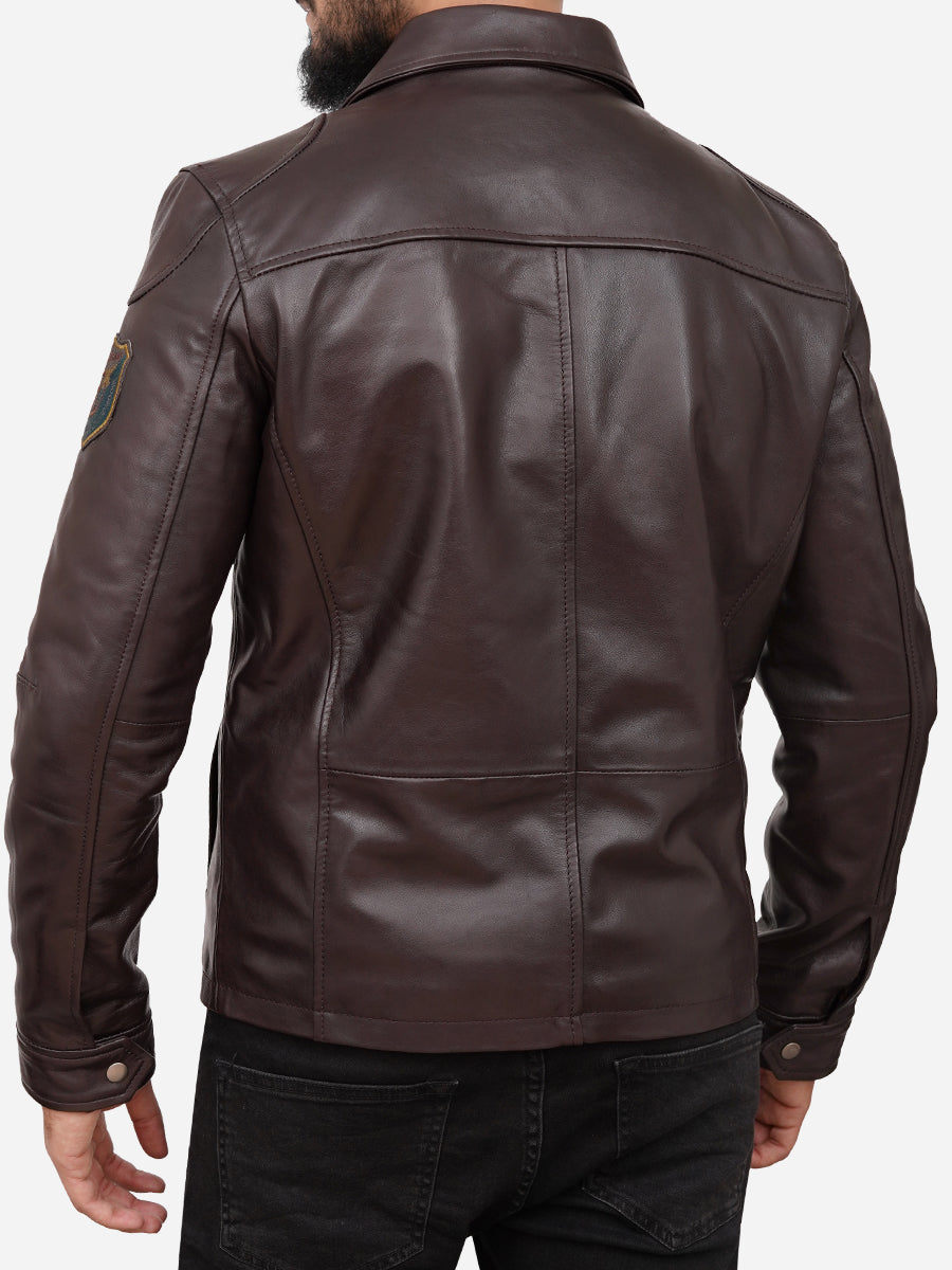 Peter Sign Grayson Cafe Racer Brown Leather Jacket | Peter Sign