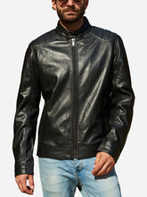 Load image into Gallery viewer, Men Quilted Black Genuine Leather Jacket
