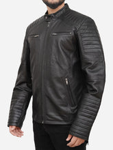 Load image into Gallery viewer, Men Quilted Style Black Leather Jacket
