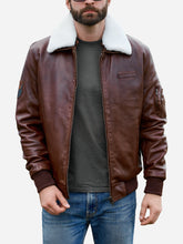 Load image into Gallery viewer, Men Vintage Brown Bomber Leather Jacket
