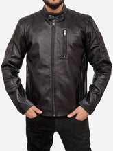 Load image into Gallery viewer, Men Black Biker Leather Jacket
